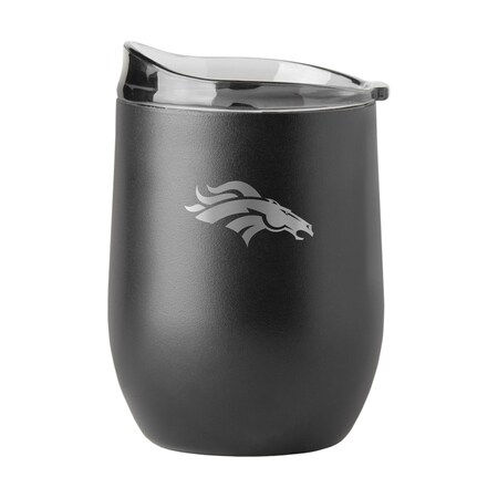 Logo Brands Denver Broncos 16oz Black Etch Powder Coat Curved Bev 610-S16PB-BLK-9
